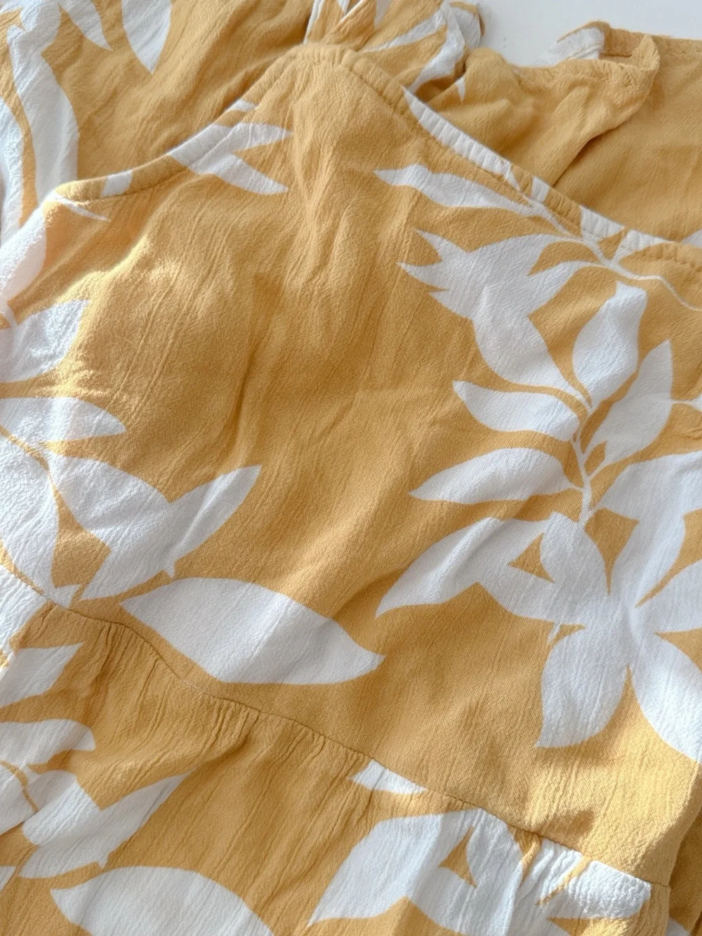 Old Navy Girls Mustard Tropical Midi Sundress Size S (6-7) Adjustable Straps